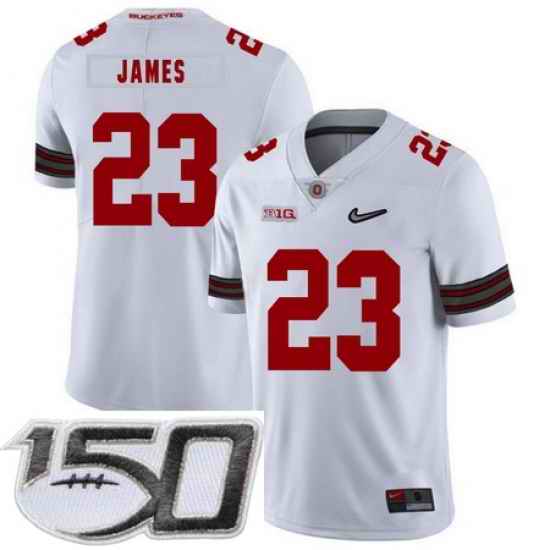 Ohio State Buckeyes 23 Lebron James White Diamond Nike Logo College Football Stitched 150th Anniversary Patch Jersey